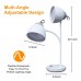 Adjustable LED Desk Lamp Rechargeable Portable Table Light with Flexible Gooseneck, Rotary Switch, Carry Hook 20.1” Study & Reading Lamp for Bedroom, Office, Dorm
